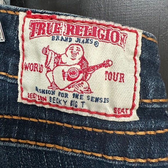 True Religion Becky Big T Bootcut Jeans Dark Wash Low Rise Size 32 EUC - Picture 6 of 8